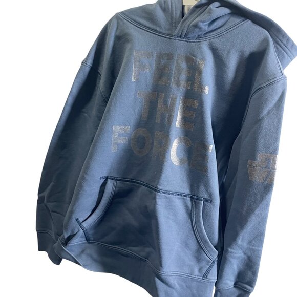 Gap Kids Star Wars Hoodie Feel The Force Blue Metallic Print Size 10 - Picture 2 of 4